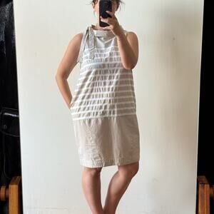 ROSSO35 Beige Striped Cocoon Dress